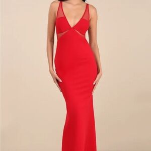 Lulu's Vibrant Red Backless Gown